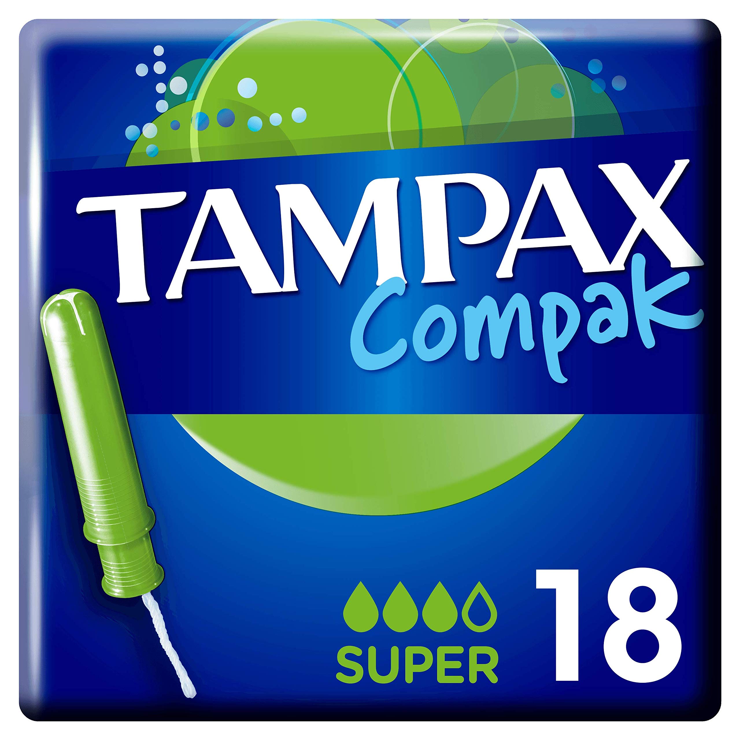 Tampax Compak Super Tampons With Applicator 18X, 18 count