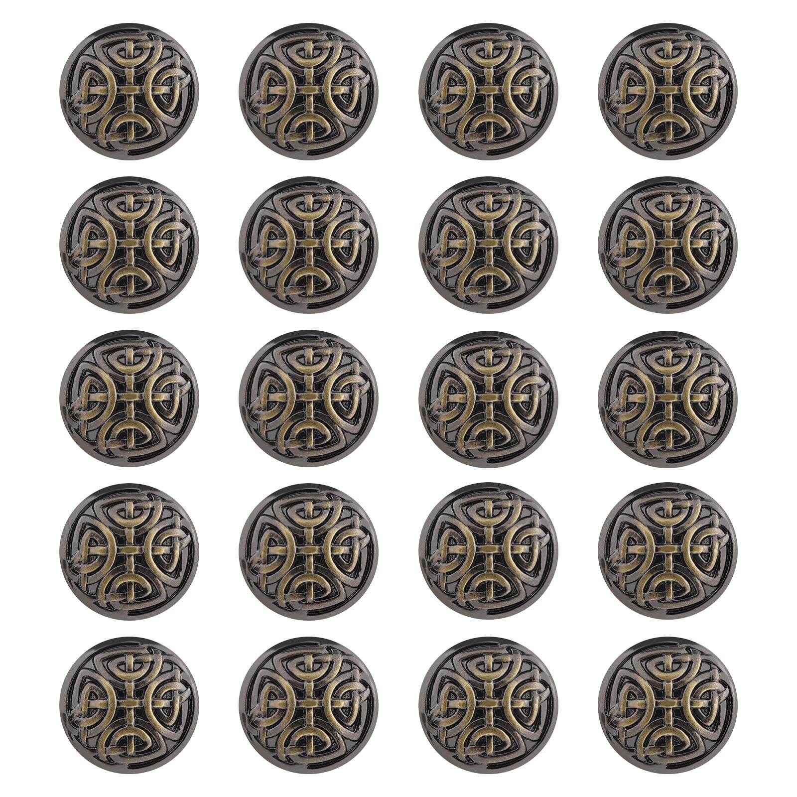 EMSea 20PCS Clothes Buttons Metal Shank Sewing Buttons Vintage Embellishments Buttons 17mm Round Shaped Decorative Fastener for Coat Uniform Jacket Ancient Bronze