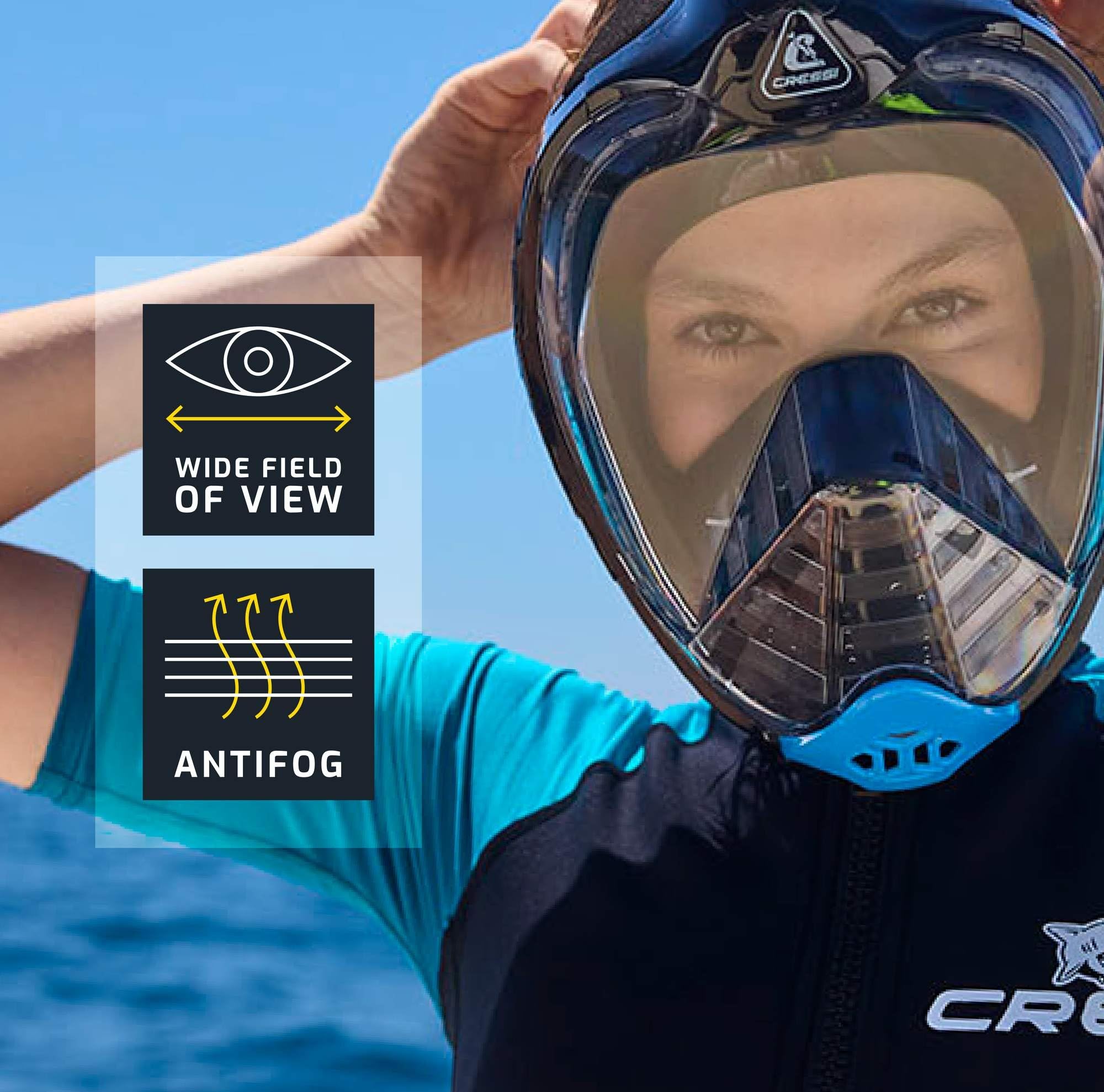 Cressi Bali Vollgesichts-Schnorchelmaske - Co2 Sicher, Ultraklare Polycarbonat-Linse, Taucherbrille Erwachsene mit Schnorchel 6