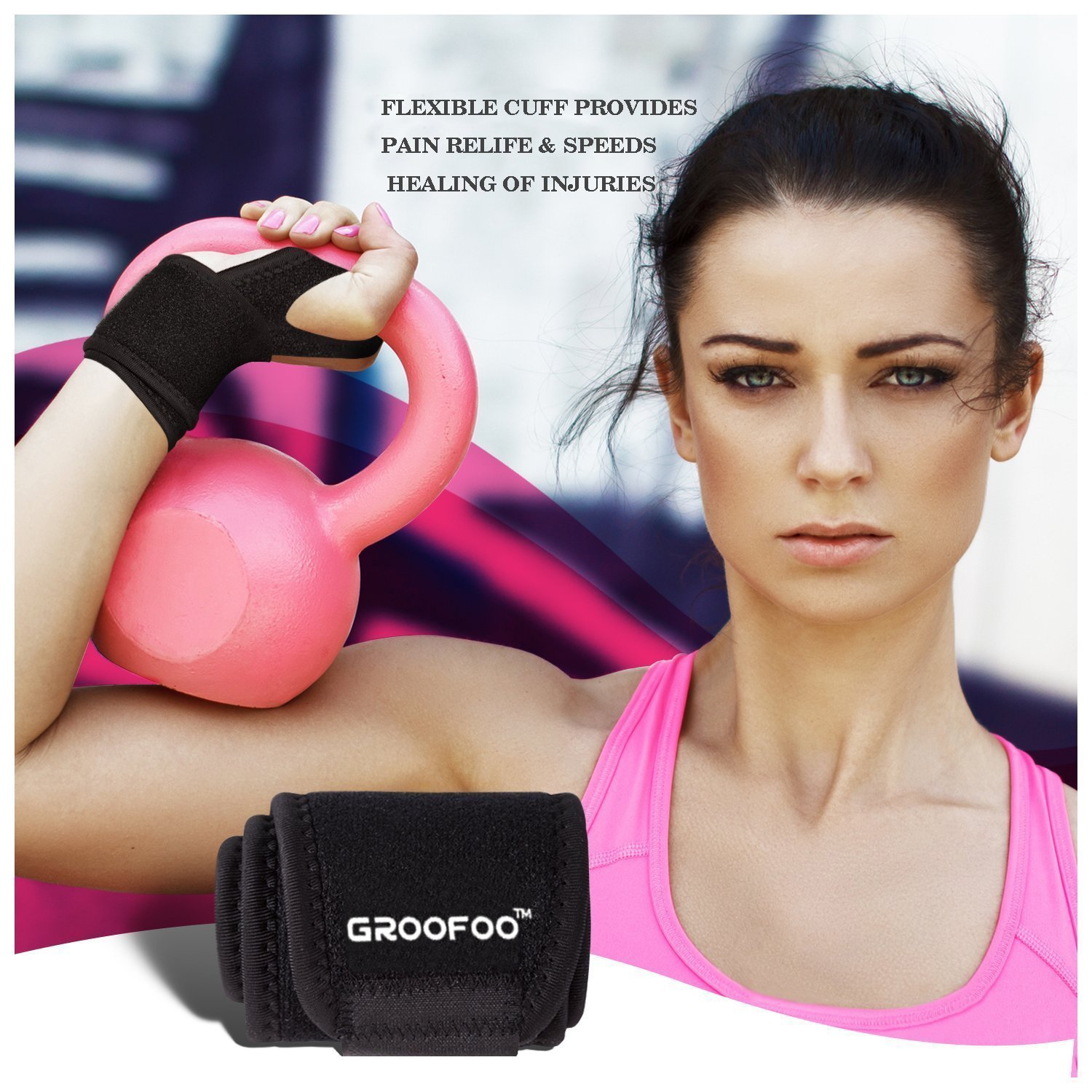 Wrist Brace, GROOFOO Neoprene Wrist Support [Wrist Support Brace][Wrist Wrap][Wrist Straps] for Volleyball Badminton Tennis Weightlifting, Sports Injury Rehabilitation & Arthritic Recovery