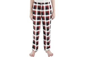 Cooraby Boys Plaid Pants Boys Girls Printed Plaid Pants with Pockets Drawstring Elastic Waist for Christmas