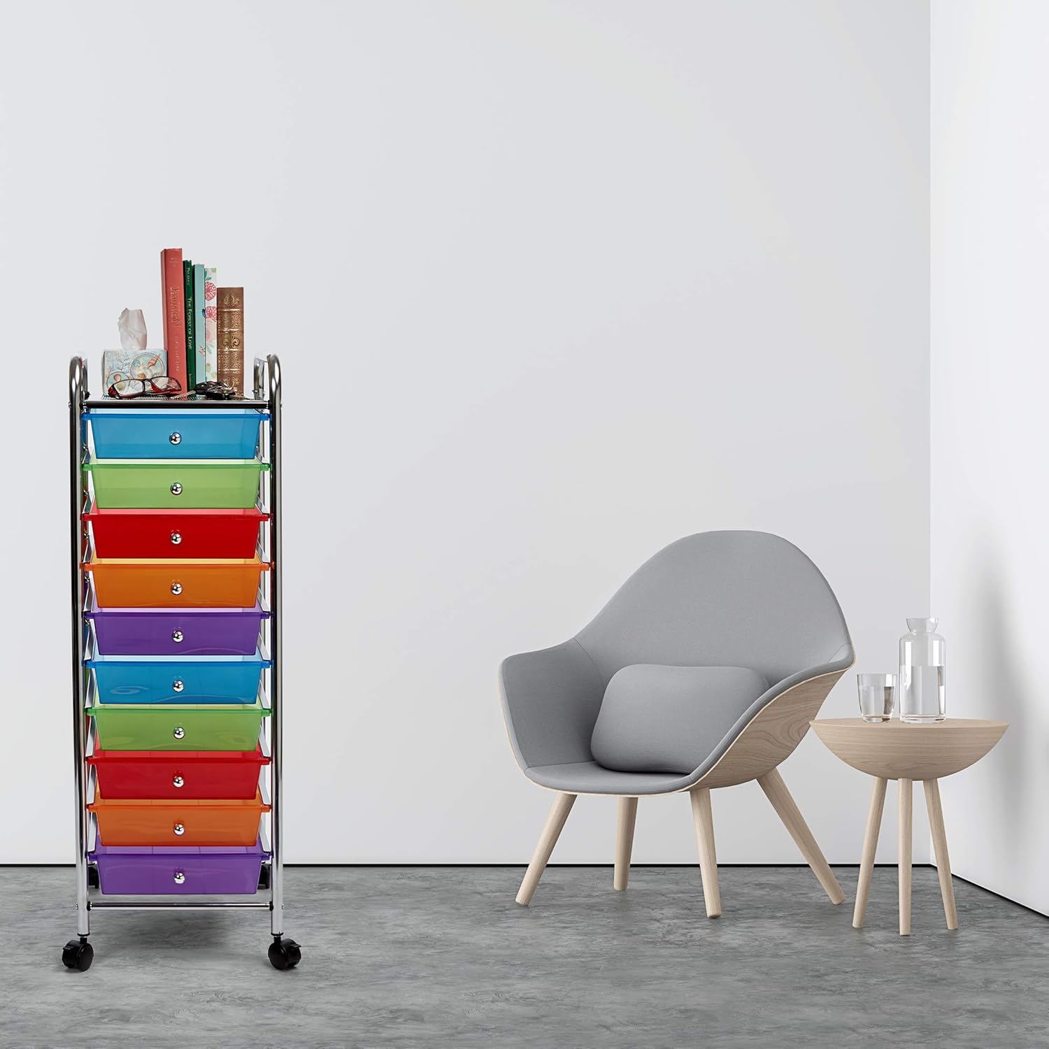 Seville Classics 10-Drawer Organizer Cart, Multi Color: Home & Kitchen