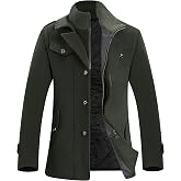 APTRO Men's Pea Coat Wool Jacket Winter Coat | 80% Wool Fabric, Thickened Cotton Lining, Windbreaker, Single Breasted, Zipper &amp; Button Closure, for Business, Casual