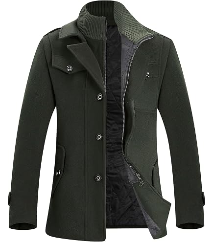 chouyatou Men's Gentle Layered Collar Single Breasted Quilted