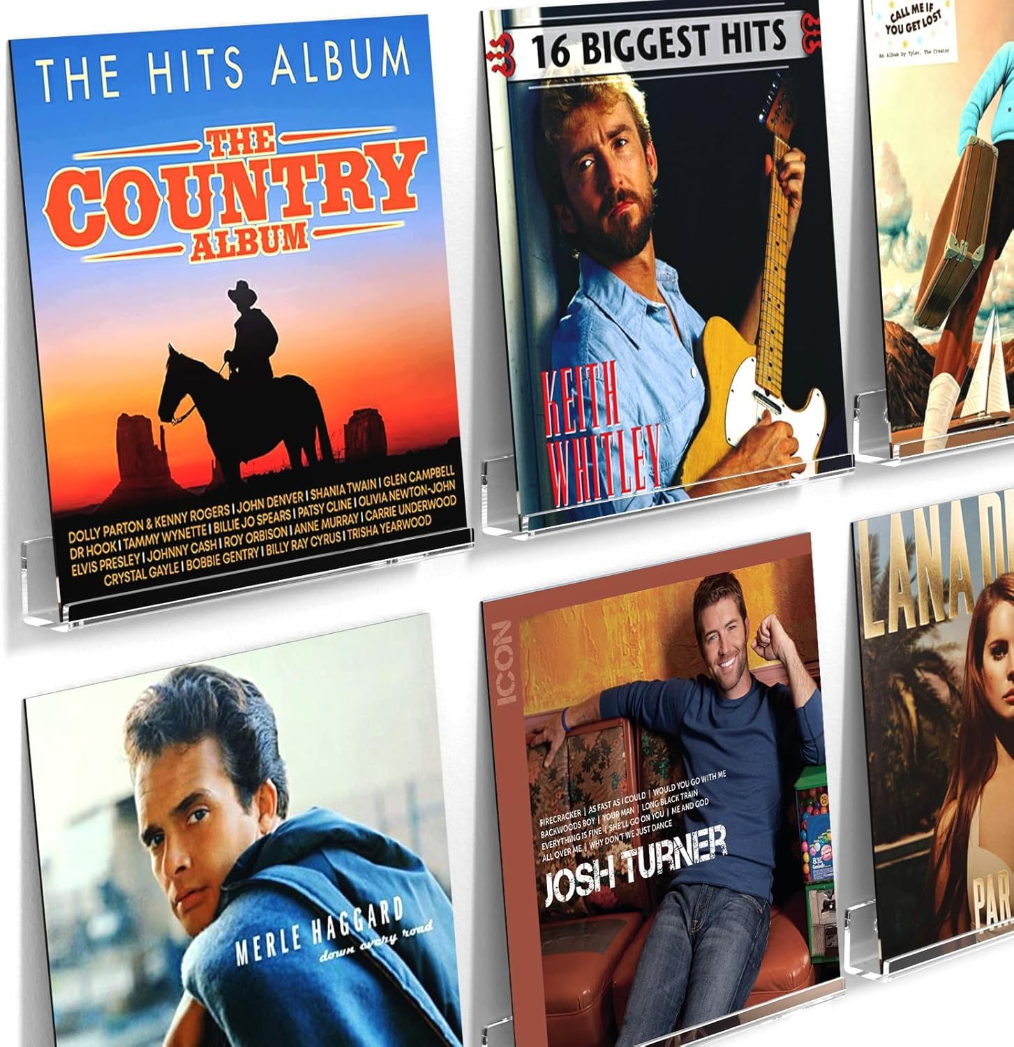HIIMIEI Acrylic Record Floating Shelves Pack of 6 for Record Photos and Books, 31.6 x 13.2 x 5.6 cm Vinyl Record Stand, Wall Shelf with 13 Wall Screws - Clear