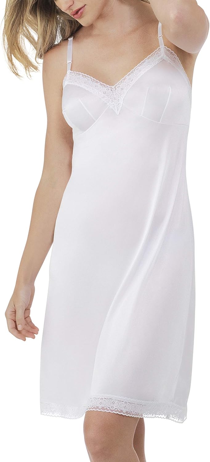 Vanity Fair Women's Rosette Lace Trim V-Neck Full Slip (10103) at  Women’s Clothing store