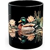 Duck Ceramic Coffee Mug 11oz Pond Waterfowl Bird - Tea Coffee Mug with Comfortable Grip - Unique Fun Gift Cup for Office or Home - Vibrant Long-Lasting Print ID45211