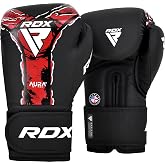 RDX Aura 2025 Boxing Gloves for Training Sparring Heavy Bag, Maya Hide Leather, Multi Layer Padding, Quick EZ Wrist Support Strap, Red Black