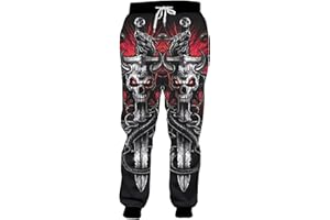 DXSMJ Jogger Halloween 3D Print Skull Sweatpants Casual Pants Jogging Trousers, Style 2, 3X-Large