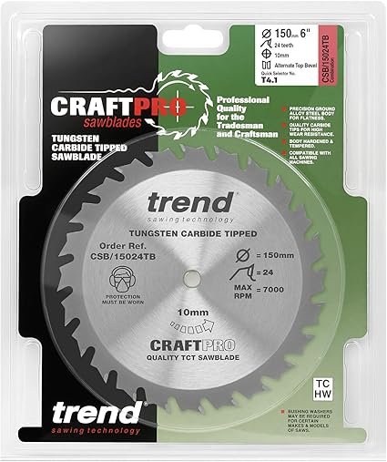 Trend Craft Pro Lame De Scie Tct O 150 Mm Alesage 10 Mm 24 Dents Amazon Fr Bricolage