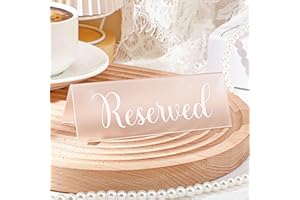 Teling 16 Pcs Acrylic Reserved Table Signs for Wedding Guest Reservation Seat Signs Waterproof Double Sided for Birthday Party Restaurants Meeting Chair Business Office