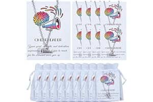 NICENEEDED 24PCS Cheerleader Gifts, Cheer Necklace Bulk with Personal Motivational Card Cheer Gift, Fashionable Cheerleading 