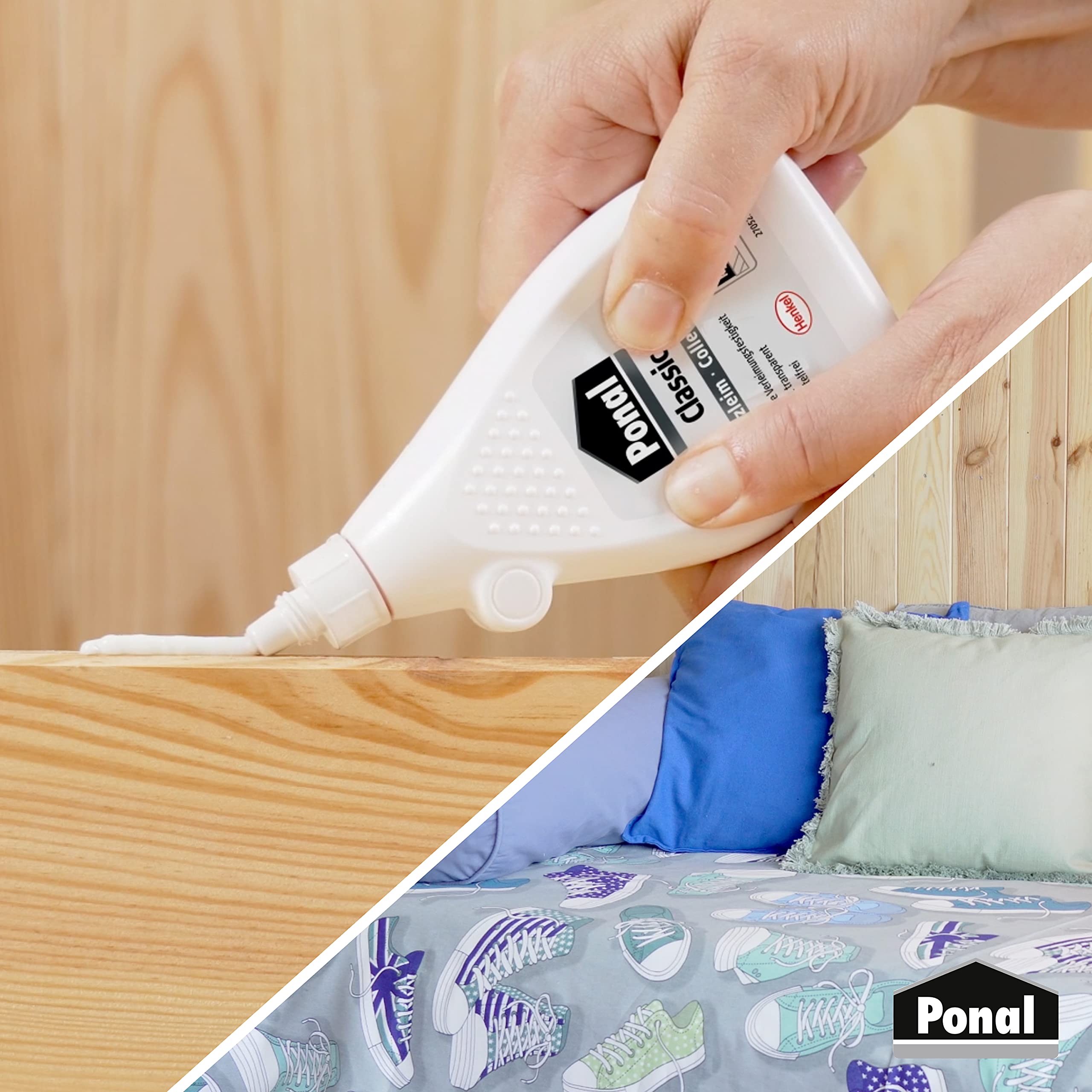 Ponal Classic, gebrauchsfertiger Holzleim mit hoher Verleimungsfestigkeit, Holzkleber für Montage-, Flächen- & Fugenverleimungen, transparenter Bastelleim, 1x550g 6