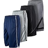 Essential Elements Men’s Athletic Shorts 4 Pack – Quick-Dry Moisture Wicking Basketball, Gym & Workout Shorts with Pockets