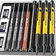 Nicpro 3 PCS 1.3 mm Mechanical Pencil Set with 48 Lead Refill, 3 Eraser - Weatherproof Metal Barrel, Heavy Duty Carpenter Pen