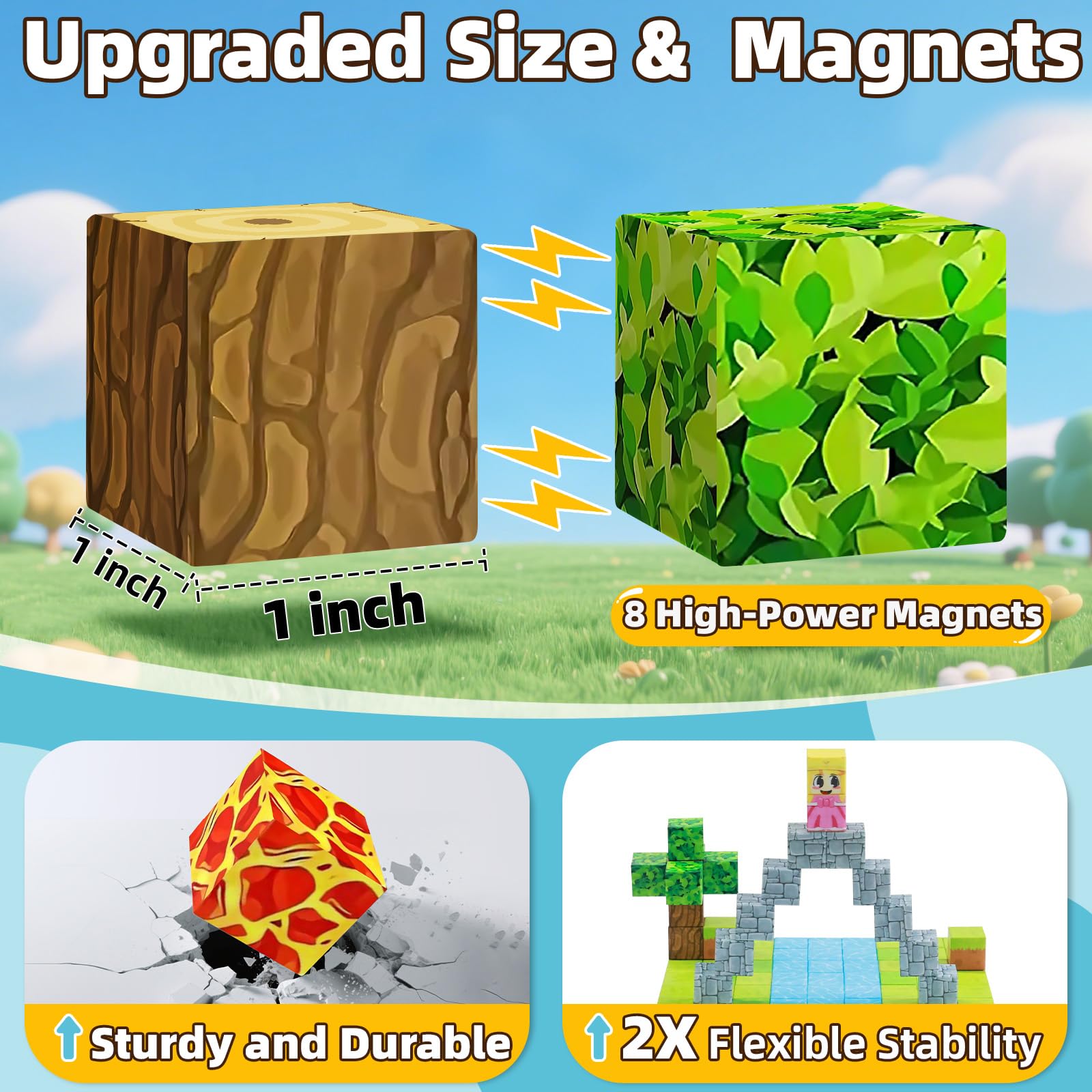 EchoPlan 150PCS Magnetic Blocks, Magnetic Building Blocks, STEM Constructions Magnet Blocks for Boys Girls Age 3 4 5 6 7 8 9 10, Sensory Stacking Toy Christmas Birthday Gifts for Kids, 1