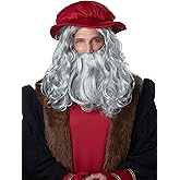 CaliCo, Renaissance Man Wig & Beard, Costume Wig Gray