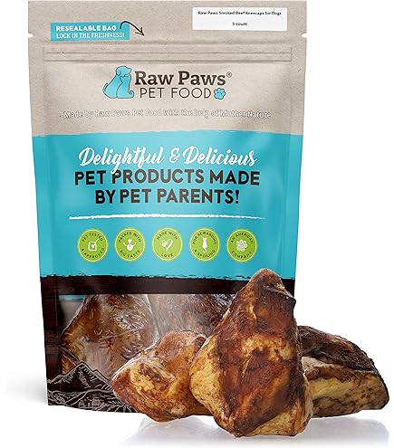Pet Food Raw Paws Smoked Beef Shin Bones For Dogs, 8-inch, 3-ct