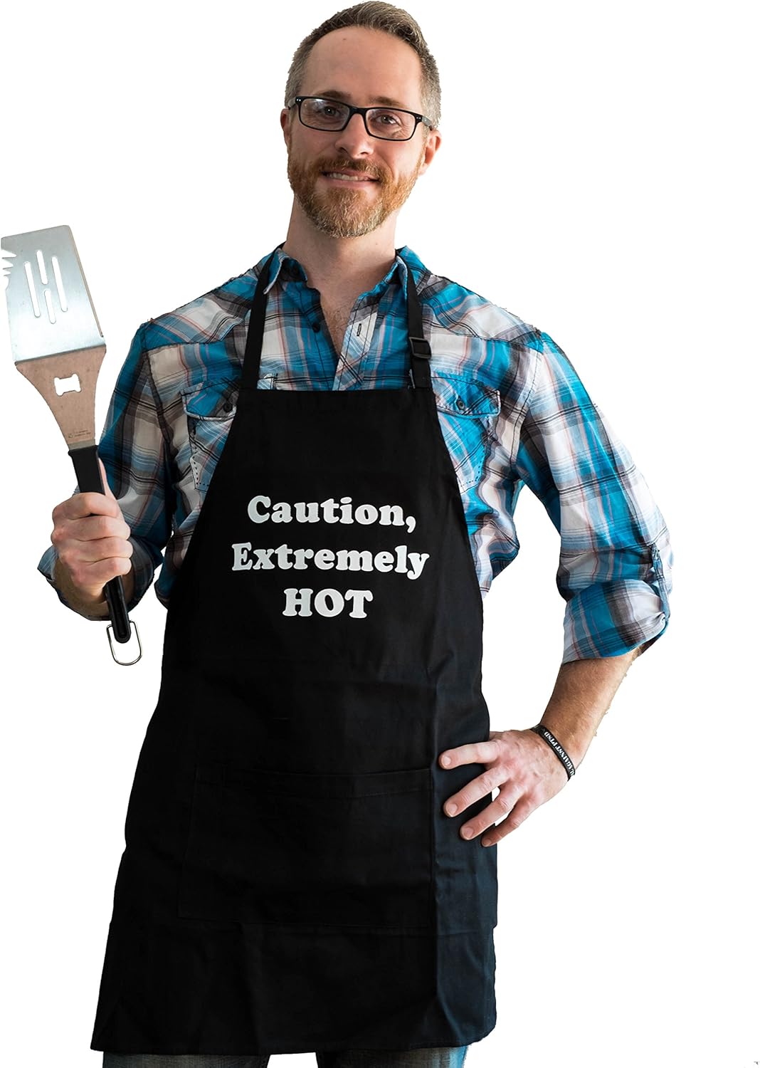 BBQBud Men's Fun Grilling Apron Caution Extremely HOT