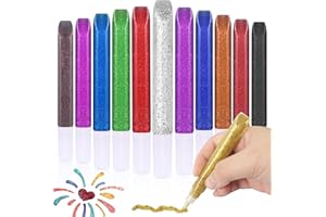 Matio 12 Pack Glitter Glue Stick Set, Non-Toxic Washable Glue Pens 10.5ml Each Craft Glitter Bulk Gel, Assorted Color Slime G