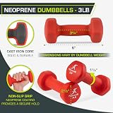 ProsourceFit Neoprene Dumbbell 3 lb Hex Non-Slip Grip Coated view 2