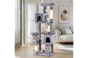 YITAHOME 70.8-Inch Tall Cat Tree Indoor: Multi-Level Kitten Tower with Kitty Condos, Top Perches, Scratching Posts & Cozy Basket Pet Play House Light Gray