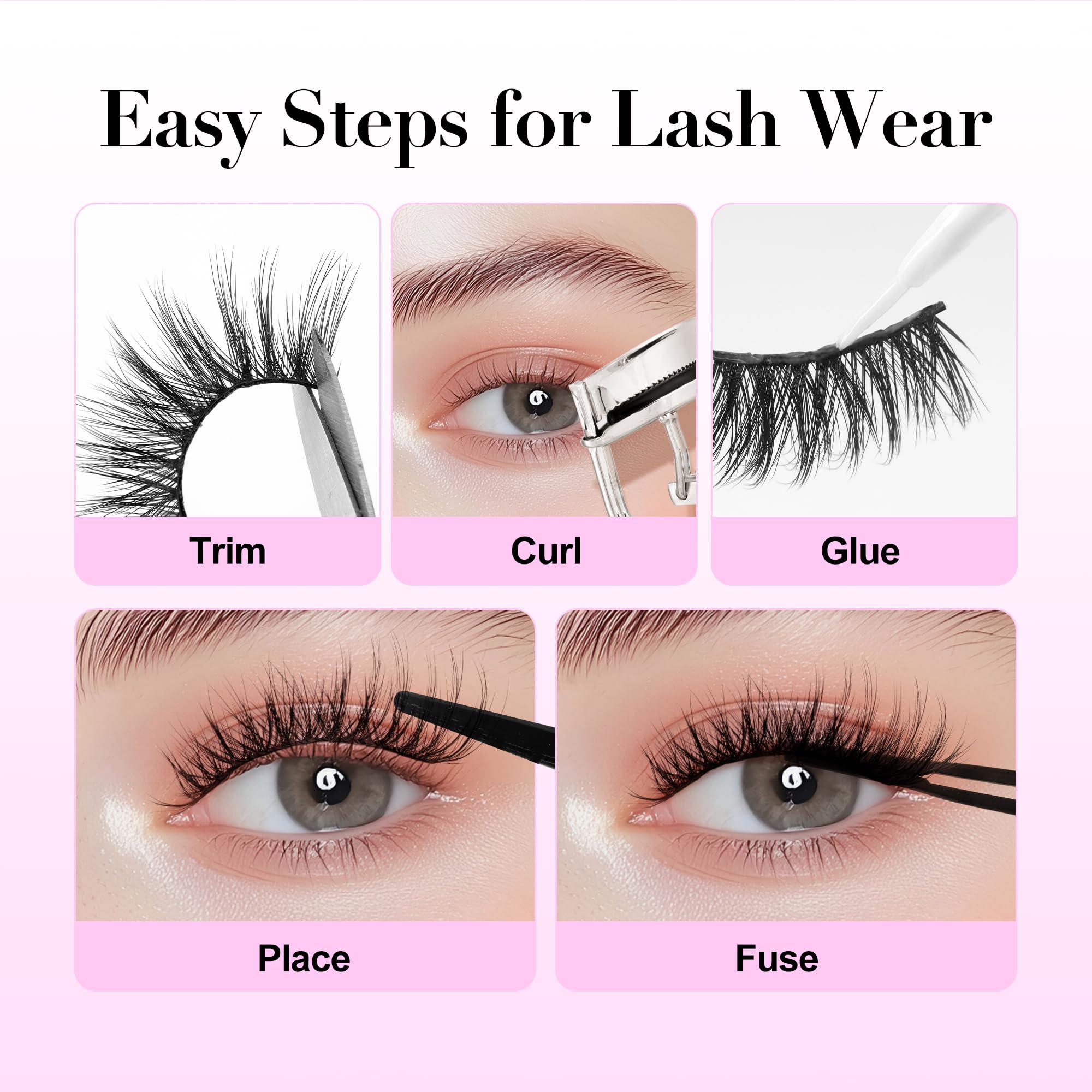 Lashes Natural Look False Eyelashes - Bepholan Fake Eyelashes 3D Super Fluffy False Lashes Clear Band Wispy Lashes 3-Pack Faux Mink Lashes(XMZ24)