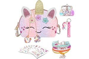 YRUBOHA Purse for Little Girls,Girls Jewelry Pretend Play,Unicorn Gifts for girls,Crossbody Bags for Kid