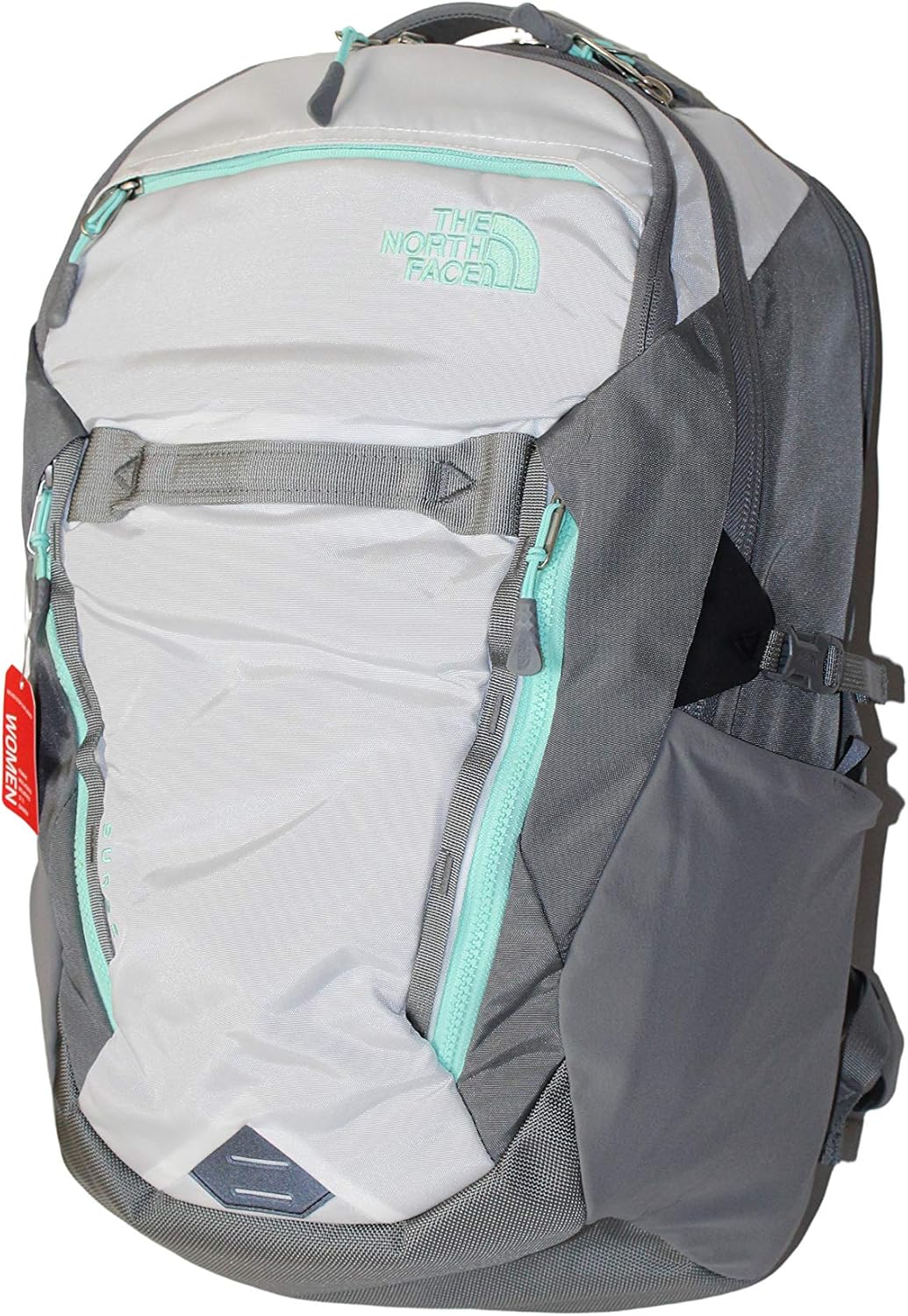 The North Face Women's Surge Backpack School Student Laptop Bag 15" (Tnf White/surf green