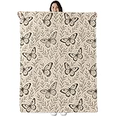 Butterfly Blanket Gifts for Boys Girls Kids, Vintage Botanical Insect Warm Soft Flannel Throw Blankets for Travel, Sofa, Living Room, Bedroom Decor, 50x60 in