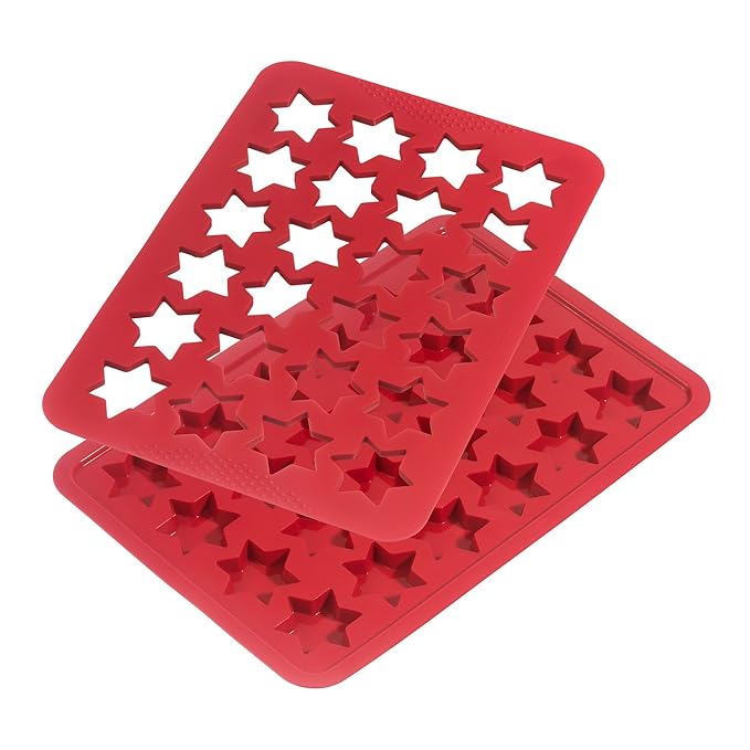 Kaiser Zimtstern Backform-Set, 2-teilig, 2 Silikon-Backmatten mit Teigschaber für 24 Zimtsterne, Silikon, spülmaschinengeeign
