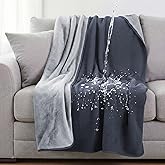 Tisancy Waterproof Blanket for Bed Couch Sofa, 50''x60'' Reversible & Washable, Fleece and Flannel Waterproof Mat, Water Resistant Bed Cover, Leakproof Mattress Protector(Dark Gray/Light Gray)