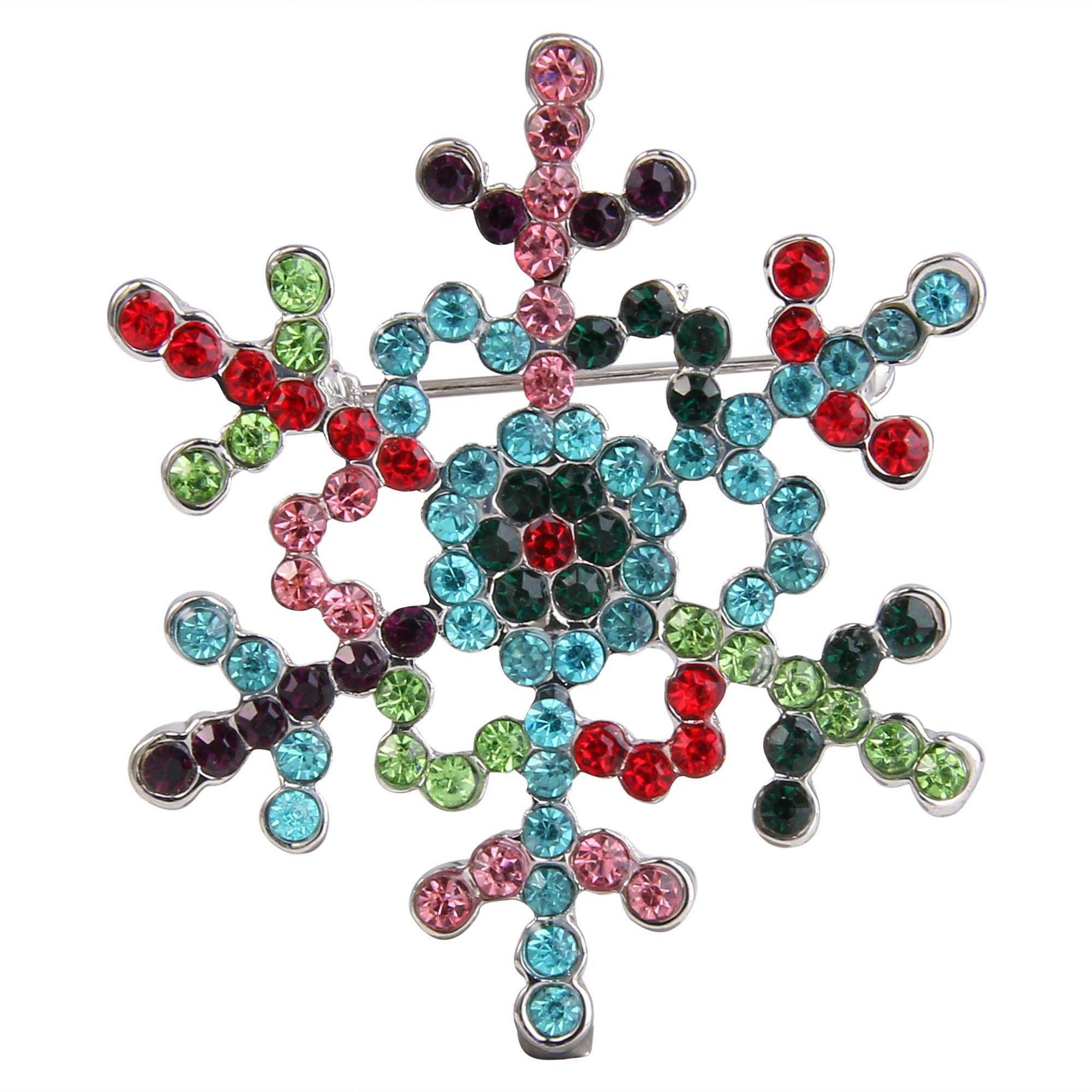 Ever Faith Women's Austrian Crystal Party Elegant Snowflake Brooch Pin Multicolor Silver-Tone