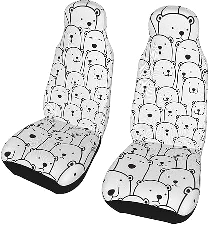 Amazon カーシートカバー 白熊の群れ クマ柄 前席シートカバー2個 取付簡単 丸洗いok 軽 普通車 Suv 車用 カー用品 汎用 シートカバー 車 バイク