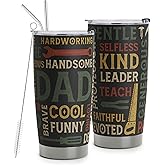 Stainless Steel Tumbler with Lid and Straws - 20oz - Perfect Fathers Day or Birthday Gift from Daughter, Son or Wife