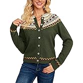 Kedera Womens Cardigans Casual Long Sleeve Chunky Knit Spring Button Down Fair Isle Cardigan Sweaters