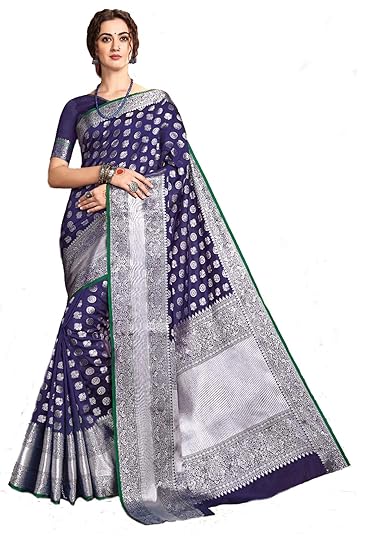 Royal Blue Banarasi Phoshak Saree with Blouse Peice