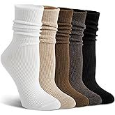 BISOUSOX Thin Merino Wool Slouch Boot Socks Warm Winter Cozy Thermal Slouchy Scrunch Casual Work Socks Women 5 Pairs