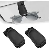 Teraves 2 Pack Sunglass Holder for Car Visor, Magnetic, Easy to Hold | Premium Leather Sunglasses Visor Clip, Auto Interior A