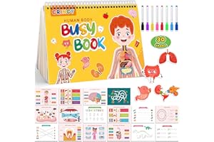 CRINCY Montessori Busy Book for Toddlers 3-5, Preschool Learning Activities 30 Theme, Human Anatomy Busy Book for Kids, Autism Sensory Education Travel Toy Birthday Gifts for Boys and Girls 6 7 8 Years.