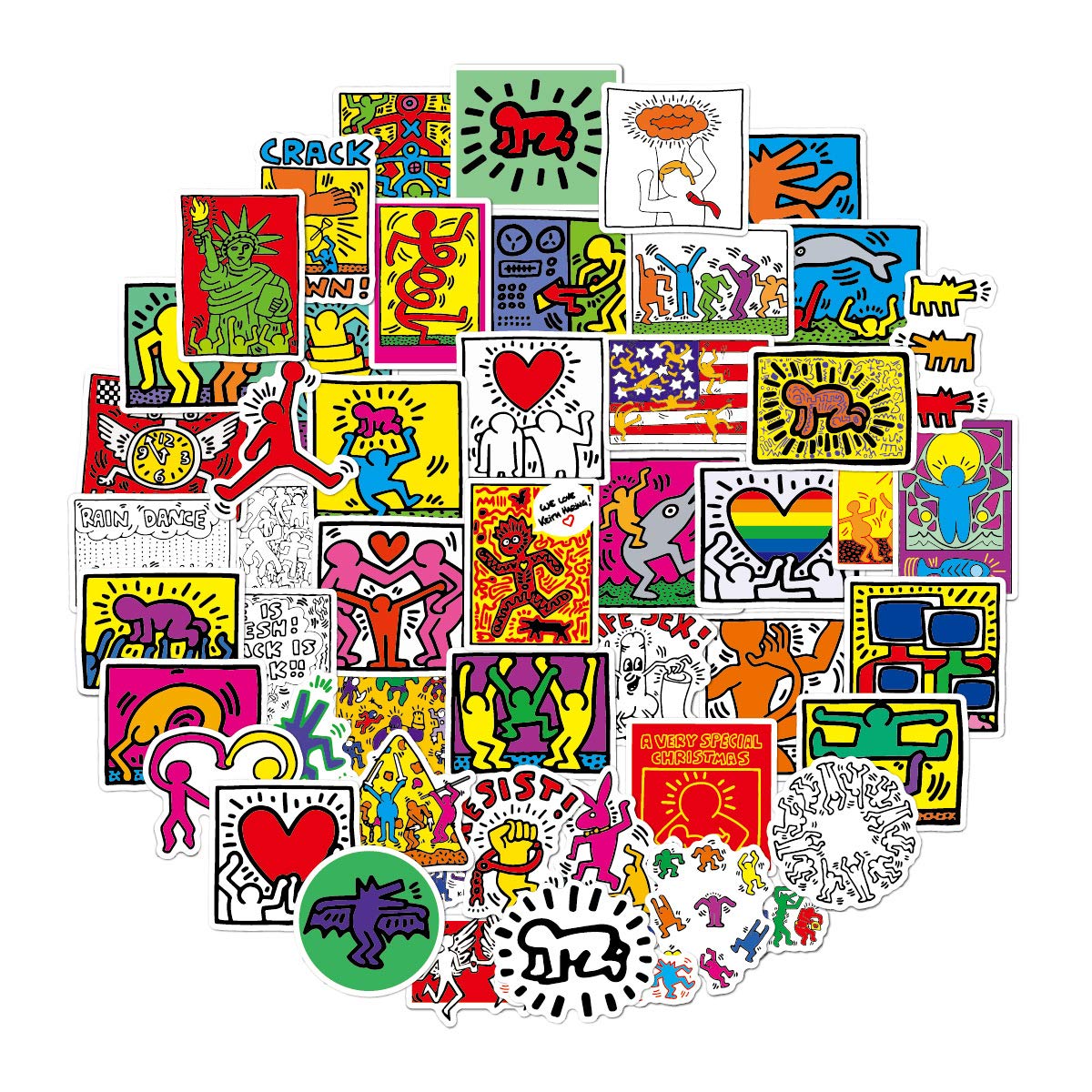 Street Graffiti Visual Art Stickers for Keith Haring 50 Pcs Vinyl Waterproof Stickers for Laptop Water Bottle Skateboard Bike Car Helmet Computer Tablet,Gifts for Teen Kids Adult Boys Girls — image 1