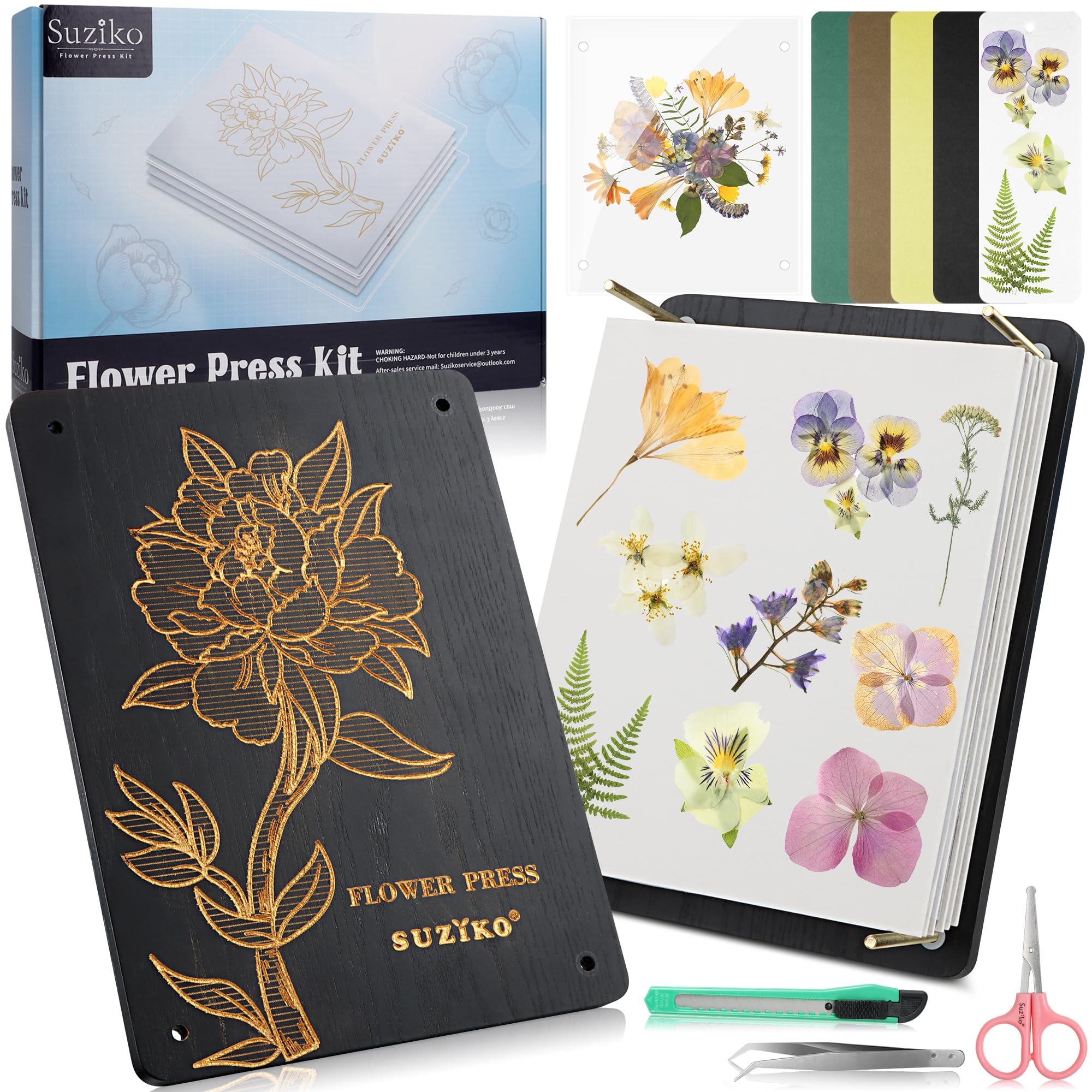 Suziko Large Flower Press Kit for Adults Measures 11.8" x 8.7" 6 Layers -Great Gift for Arts & Crafts Lovers and Daughter