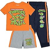 Nickelodeon Teenage Mutant Ninja Turtles Boys 3-Piece Pants Set - Short Sleeve Tee, Shorts, & Jogger TMNT 3-Pack Bundle Set