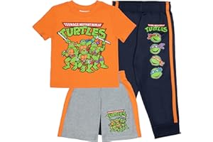Nickelodeon Teenage Mutant Ninja Turtles Boys 3-Piece Pants Set - Short Sleeve Tee, Shorts, & Jogger TMNT 3-Pack Bundle Set