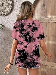 LilyCoco Women's Tie Dye T Shirt Crewneck Short