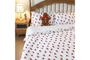 Mindsoft Christmas Gingerbread Man Queen Sheet Set with Pillow- 4 Piece Christmas Sheet Set with Gingerbread Man Pillow, Soft