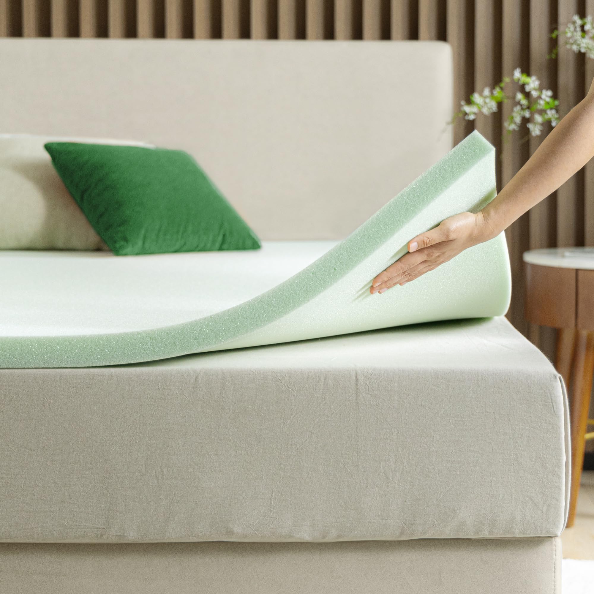 Photo 1 of ZINUS 2 Inch Green Tea Memory Foam Mattress Topper, Smaller, More Convenient WonderBox Packaging, Pressure-Relieving Layers, CertiPUR-US Certified, King