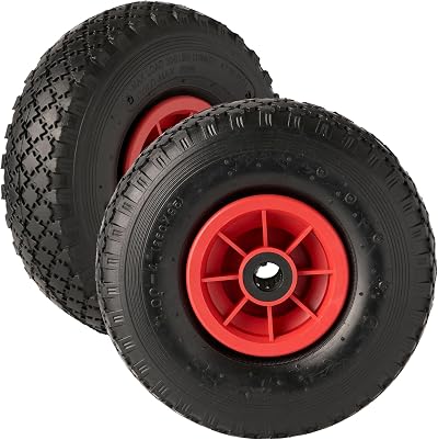 Keypak 2 x 10" Pneumatic Tyres 3.00-4 with 20mm Bore Roller Bearings Pack of 2