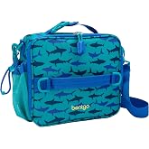Bentgo Kids Prints Double-Insulated Reusable Lunch Bag | For Kids 3+, Adjustable Strap; Holds Lunch Box/Water Bottle/Snacks; Easy-Clean, Water-Resistant, Pockets (Shark)