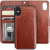 Bocasal for iPhone Xs/X Wallet Case with Card Holder PU Leather Magnetic Detachable Kickstand Shockproof Wrist Strap Removable Flip Cover for iPhone Xs for iPhone X 5.8 inch (Brown)